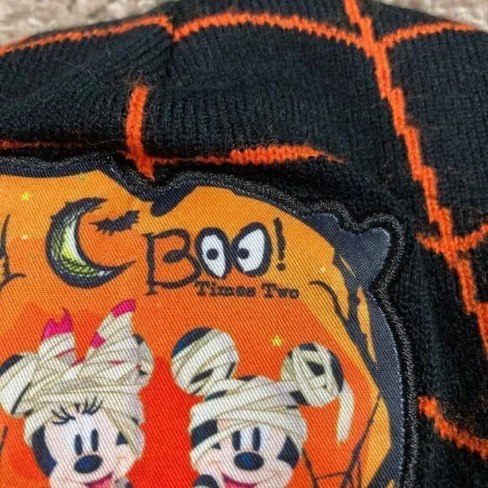 Disney Mickey Minnie Mouse Halloween Beanie Kids Black Mummy Spiderweb Knit Hat